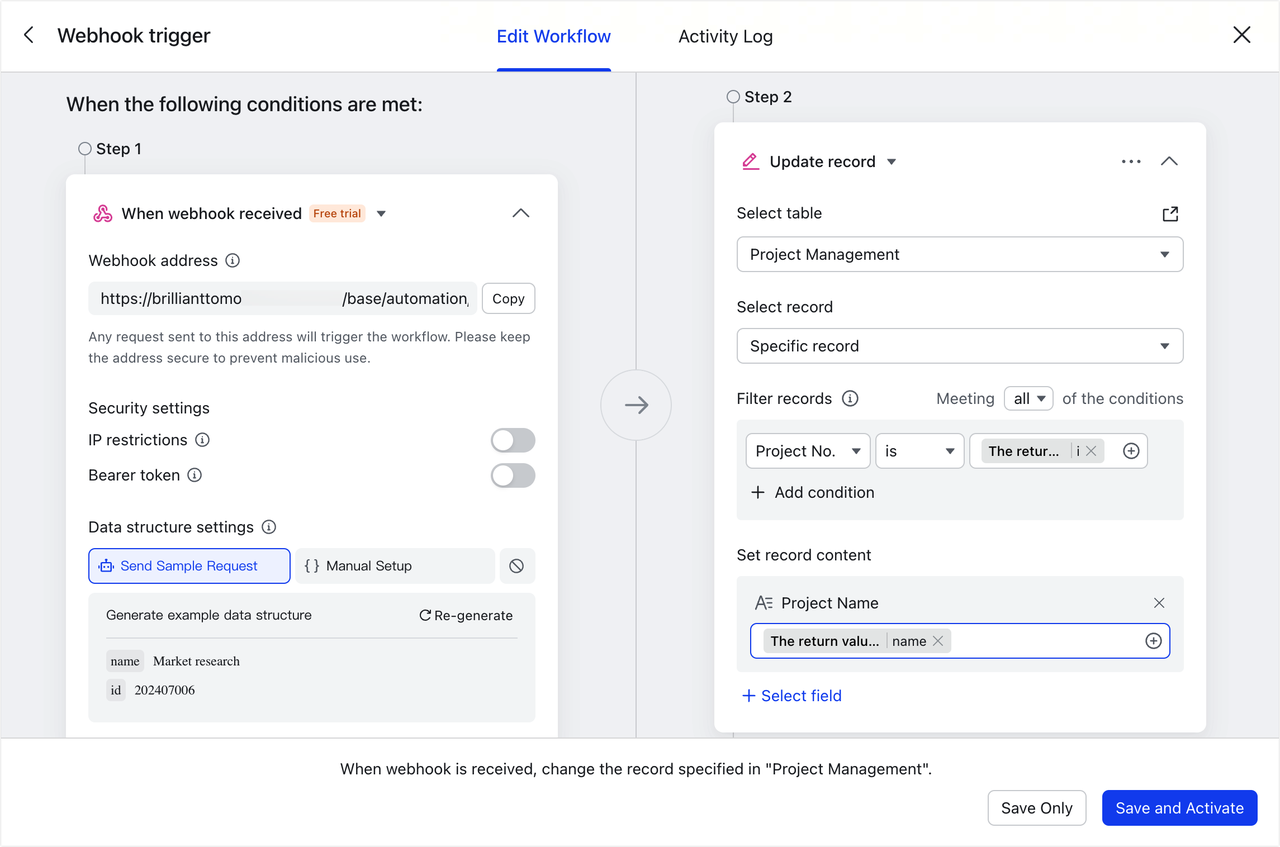 tự động hóa trigger base với webhook